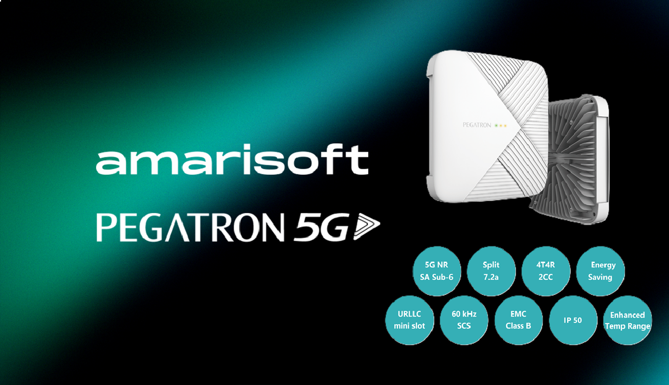 Amarisoft partners with Pegatron 5G to deliver interoperable Open RAN compliant solutions.